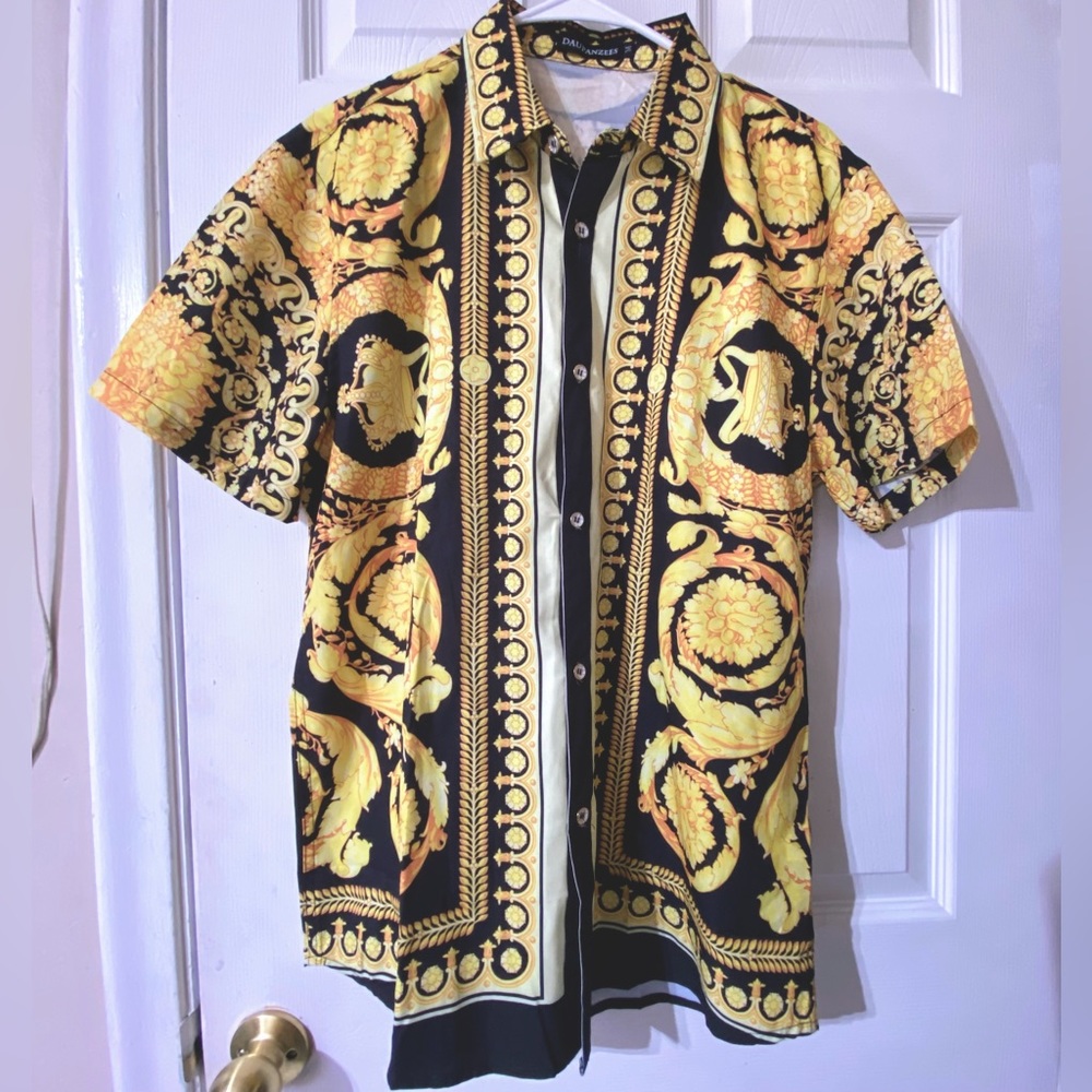 Dupanzees Men’s luxury casual button down short sleeve set Size M NWOT